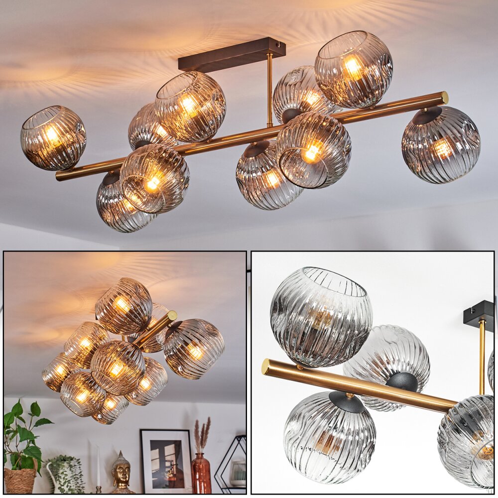Ripoll Taklampa, kullampa Guld, Svart, 10-ljuskällor main product photo