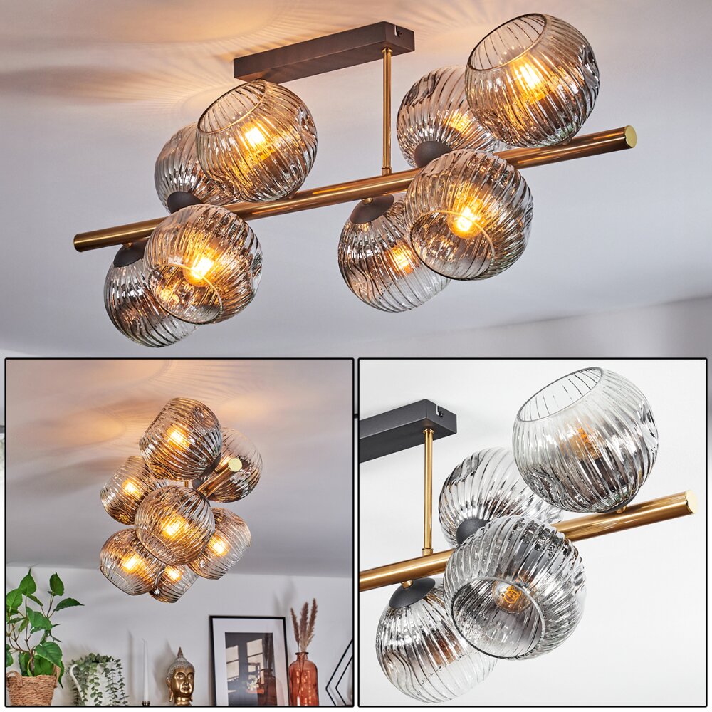 Ripoll Taklampa, kullampa Guld, Svart, 8-ljuskällor main product photo