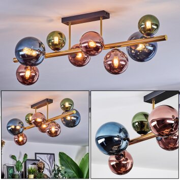 Chehalis Taklampa, kullampa Guld, Svart, 8-ljuskällor