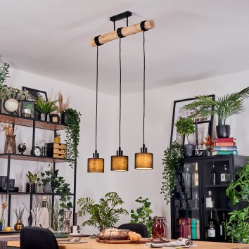 Bassagoda Pendellampa, Pendelbelysning Naturfärger, Svart, 3-ljuskällor