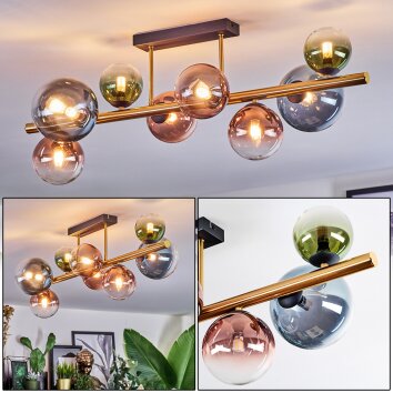 Chehalis Taklampa, kullampa Guld, Svart, 8-ljuskällor