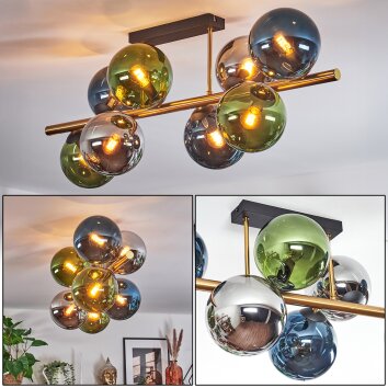 Gastor Taklampa, kullampa Guld, Svart, 8-ljuskällor