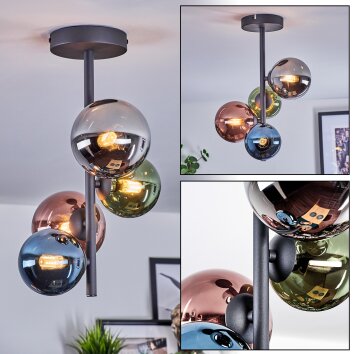 Chehalis Taklampa, kullampa 27 cm Blå, Krom, Grön, Kopparfärg, Rökfärger, 4-ljuskällor