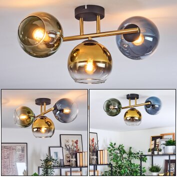 Koyoto Taklampa, kullampa Guld, Svart, 3-ljuskällor