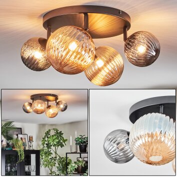 Chehalis Taklampa, kullampa Amber, Rökfärger, 4-ljuskällor