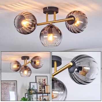 Koyoto Taklampa, kullampa Guld, Svart, 3-ljuskällor