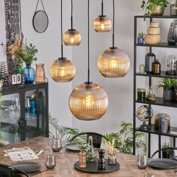 Koyoto Pendellampa, kullampa, Pendelbelysning Amber, 5-ljuskällor