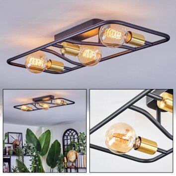 Moral Taklampa Mässing, Svart, 3-ljuskällor Moral Taklampa Mässing, Svart, 3-ljuskällor