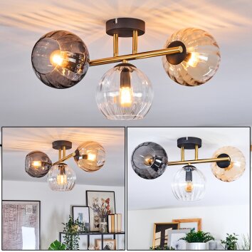 Koyoto Taklampa, kullampa Guld, Svart, 3-ljuskällor