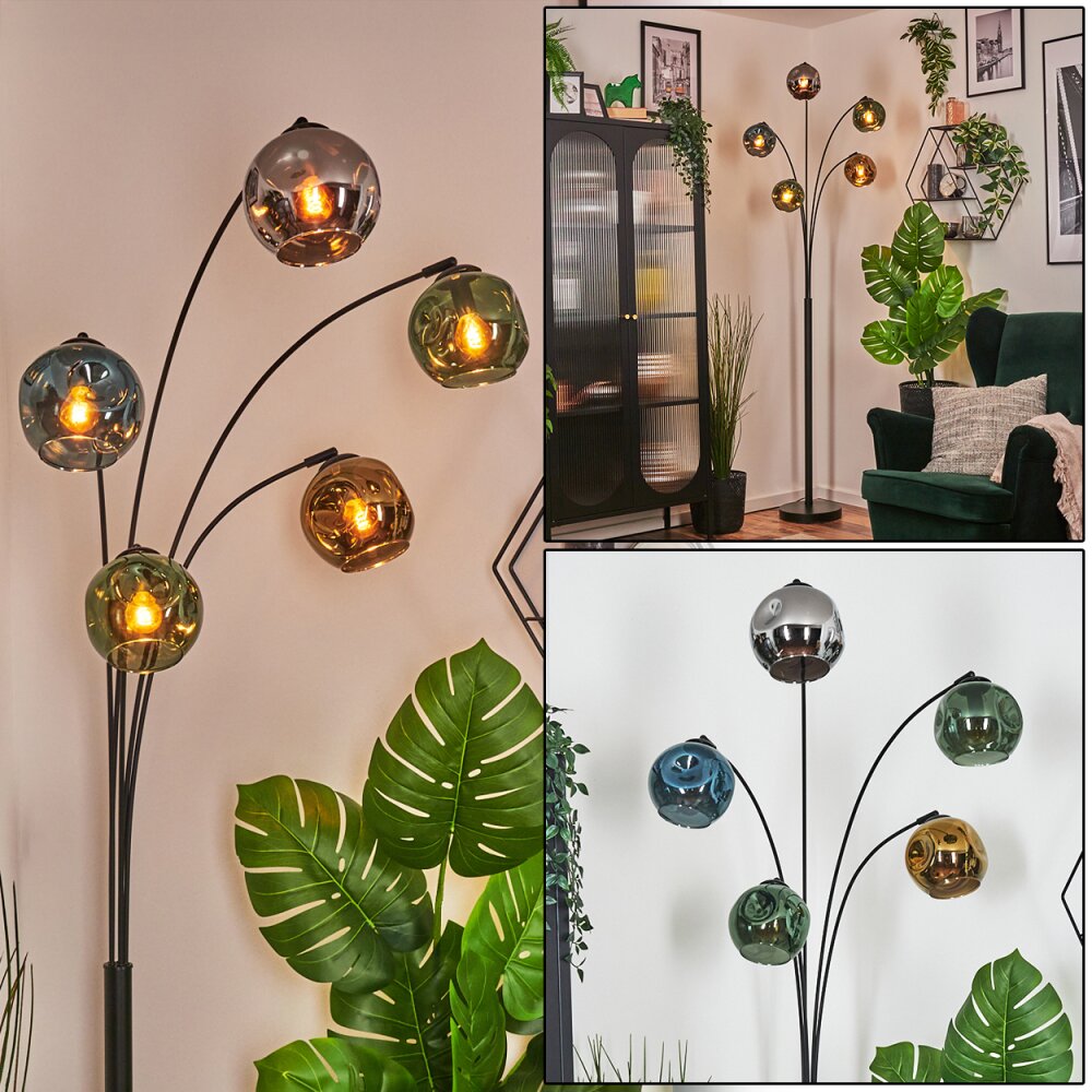 Ripoll kullampa, Golvlampa Blå, Krom, Guld, Grön, Rökfärger, 5-ljuskällor main product photo