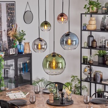 Koyoto Pendellampa, kullampa, Pendelbelysning Blå, Krom, Grön, Klart, Kopparfärg, Rökfärger, 5-ljuskällor