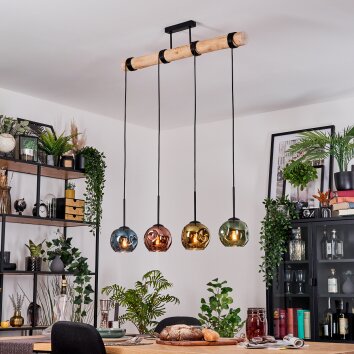Ripoll Pendellampa, kullampa, Pendelbelysning Naturfärger, Svart, 4-ljuskällor