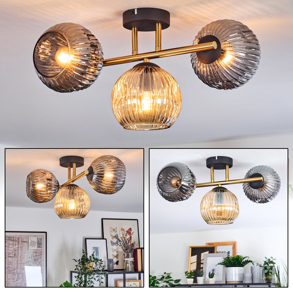 Ripoll Taklampa, kullampa Guld, Svart, 3-ljuskällor main product photo