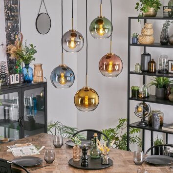 Koyoto Pendellampa, kullampa, Pendelbelysning Guld, Svart, 5-ljuskällor