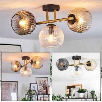 Ripoll Taklampa, kullampa Guld, Svart, 3-ljuskällor