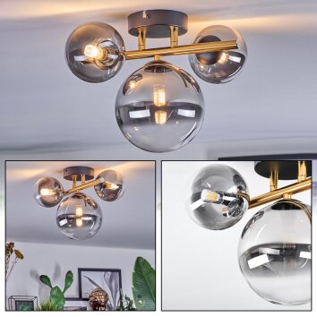 Chehalis Taklampa, kullampa Guld, Svart, 3-ljuskällor