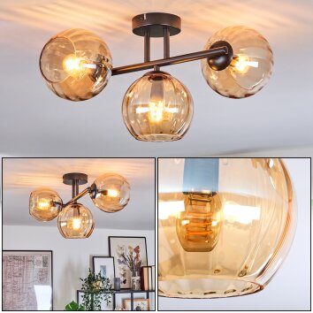 Koyoto Taklampa, kullampa Amber, 3-ljuskällor