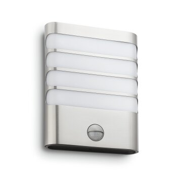 Philips Lampor Raccoon Vägglampa LED Silver, 1-ljuskällor, Rörelsedetektor