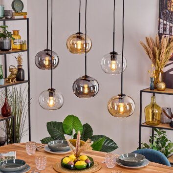 Apedo Pendellampa, Pendelbelysning Amber, Klart, Rökfärger, 6-ljuskällor
