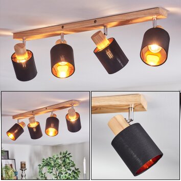 Fallhagen Taklampa, Takstrålkastare Krom, Trä ljus, 4-ljuskällor