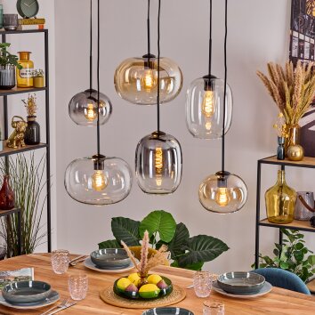 Apedo Pendellampa, kullampa, Pendelbelysning Amber, Klart, Rökfärger, 6-ljuskällor