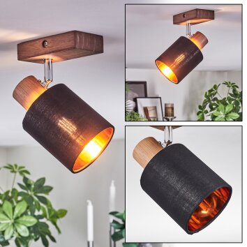 Fallhagen Taklampa, Takstrålkastare Krom, Trä mörkt, 1-ljuskällor