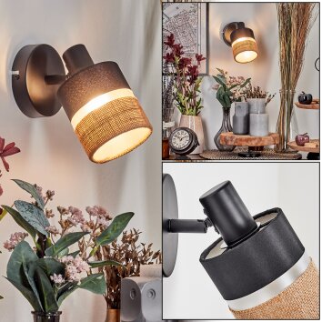 Fallhagen Vägglampa, Väggspotlight Svart, 1-ljuskällor