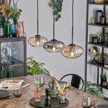 Mertola Pendellampa, Pendelbelysning Amber, Klart, Rökfärger, 3-ljuskällor