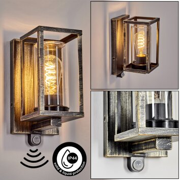 Portalis vägglampa utomhus, Vägglampa Guld, Svart, 1-ljuskällor, Rörelsedetektor