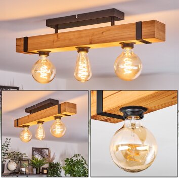 Sernadelo Taklampa Naturfärger, Svart, 3-ljuskällor