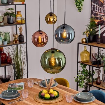 Koyoto Pendellampa, kullampa, Pendelbelysning Blå, Guld, Grön, Kopparfärg, 4-ljuskällor
