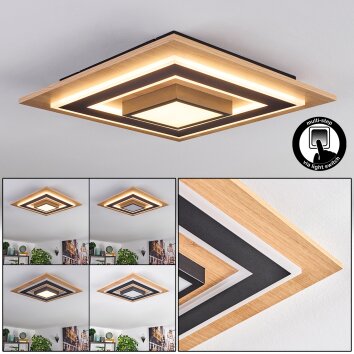 Falmir Taklampa LED träoptik, Svart, 1-ljuskällor