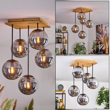 Jomin Taklampa, kullampa Naturfärger, Svart, 5-ljuskällor