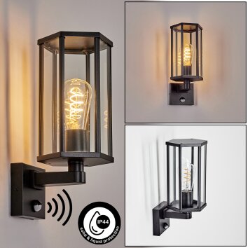 Monfanim vägglampa utomhus, Vägglampa Svart, 1-ljuskällor, Rörelsedetektor
