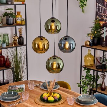 Koyoto Pendellampa, kullampa, Pendelbelysning Blå, Guld, Grön, 4-ljuskällor