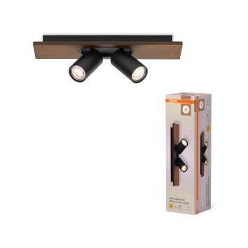 Osram Spot Taklampa, Takstrålkastare LED träoptik, Svart, 2-ljuskällor