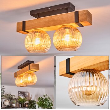 Sernadelo Taklampa, kullampa Naturfärger, Svart, 2-ljuskällor