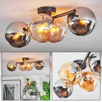Koyoto Taklampa, kullampa Amber, Krom, Rökfärger, 4-ljuskällor