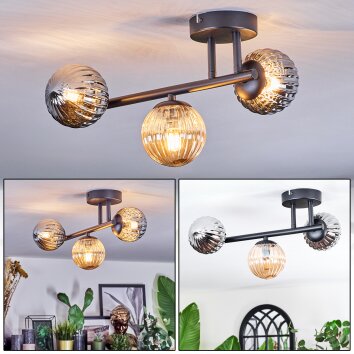 Chehalis Taklampa, kullampa Amber, Rökfärger, 3-ljuskällor