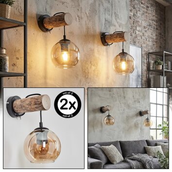 Koyoto kullampa, Vägglampa Naturfärger, Svart, 1-ljuskällor