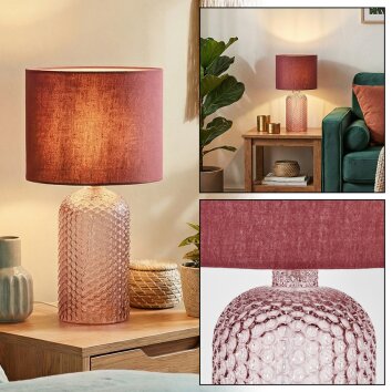 Fonil Bordslampa Rosa, Genomskinlig, klar, 1-ljuskällor