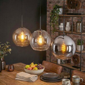 Koyoto Pendellampa, kullampa, Pendelbelysning Amber, Klart, Rökfärger, 3-ljuskällor