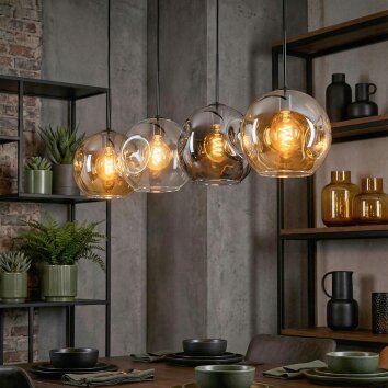 Ripoll Pendellampa, kullampa, Pendelbelysning Amber, Klart, Rökfärger, 4-ljuskällor