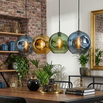 Ripoll Pendellampa, kullampa, Pendelbelysning Blå, Guld, Grön, 4-ljuskällor
