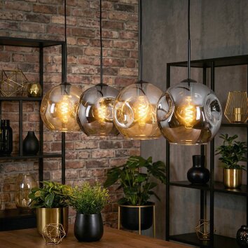 Ripoll Pendellampa, kullampa, Pendelbelysning Amber, Rökfärger, 4-ljuskällor