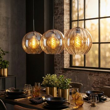 Koyoto Pendellampa, kullampa, Pendelbelysning Amber, 3-ljuskällor