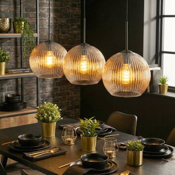 Koyoto Pendellampa, kullampa, Pendelbelysning Amber, Klart, 3-ljuskällor