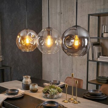 Ripoll Pendellampa, kullampa, Pendelbelysning Amber, Klart, Rökfärger, 3-ljuskällor