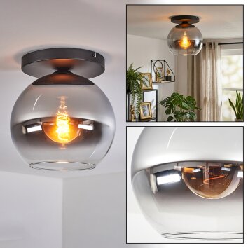 Koyoto Taklampa, kullampa 25 cm Krom, Klart, Rökfärger, 1-ljuskällor