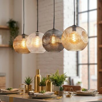Ripoll Pendellampa, kullampa, Pendelbelysning Amber, Klart, Rökfärger, 4-ljuskällor